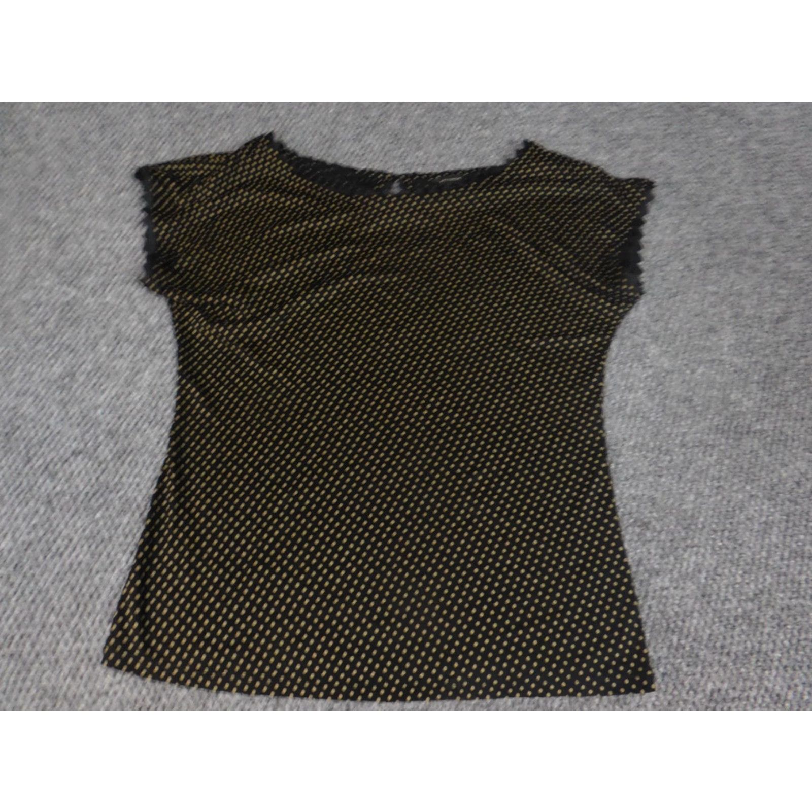 Ann Taylor Ann Taylor Womens Blouse S Black Polka Dot Round Neck Pullover Casual Shirt Shirt Womens Size S / US 4 / IT 40 - 2 Thumbnail