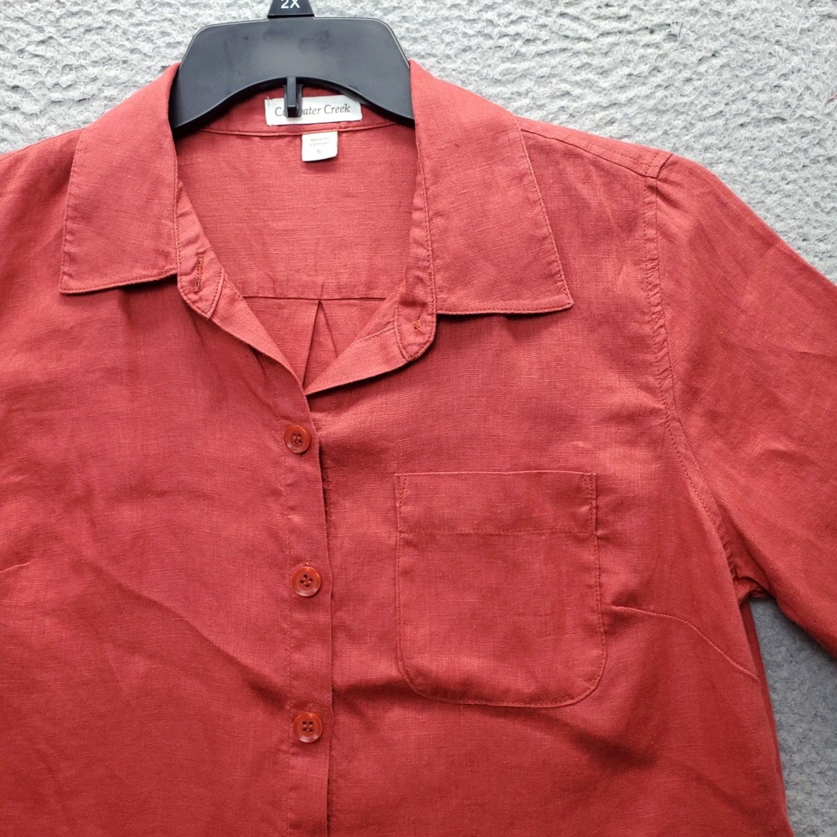 Coldwater Creek Coldwater Creek Shirt Womens S Dark Red Chest Pocket Short Sleeve Button-Up Size S / US 4 / IT 40 - 3 Thumbnail