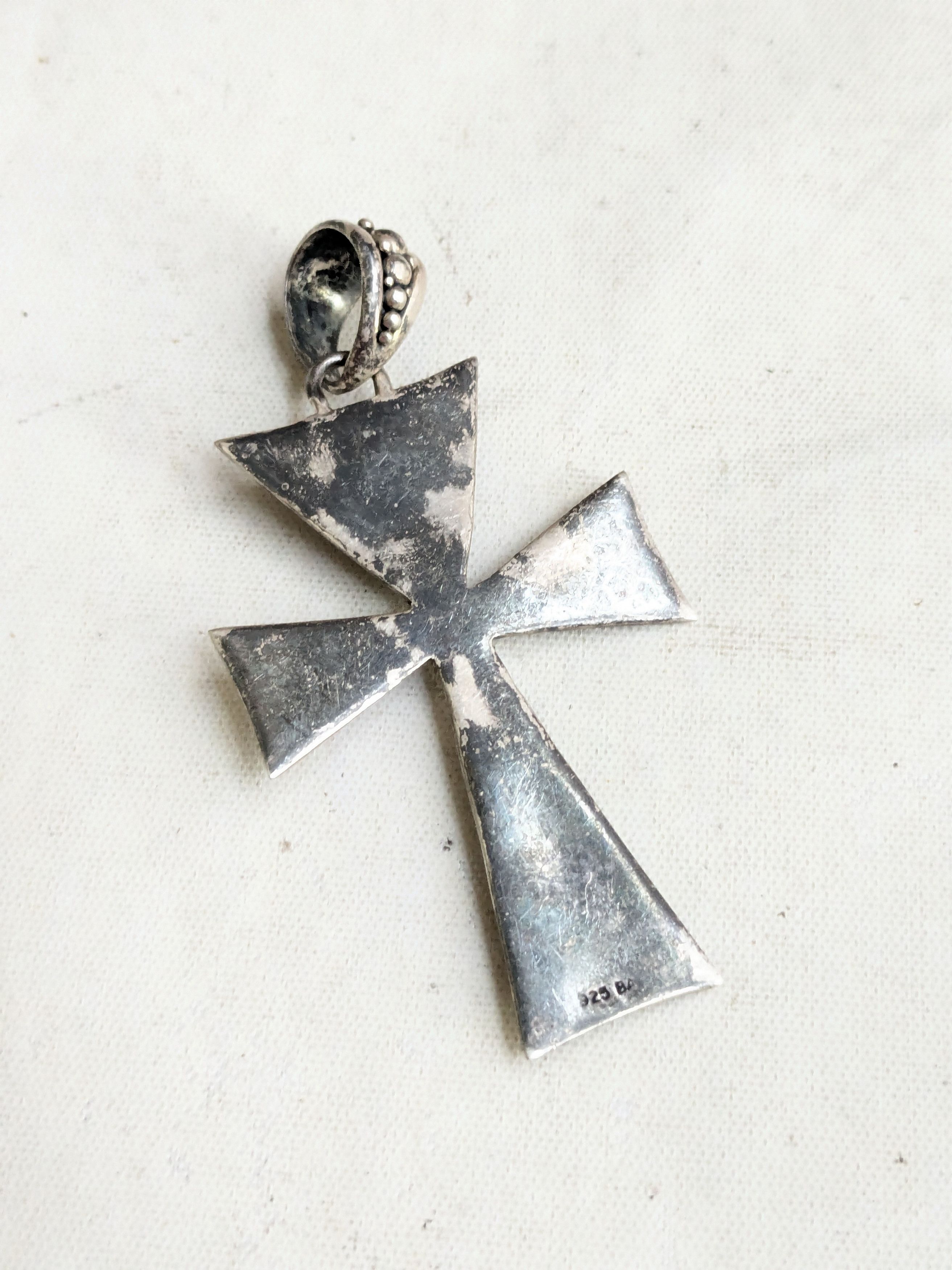 Jewelry Vintage Sterling Silver Cross Pendant Moonstone Size ONE SIZE - 10 Thumbnail
