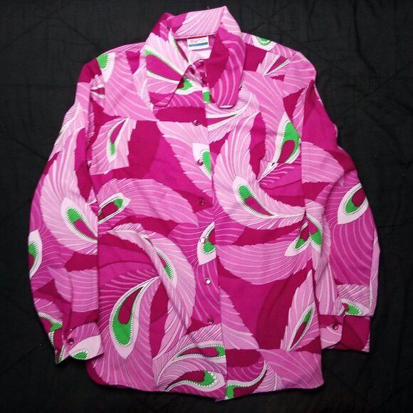 Vintage Vintage Pykettes Paisley Flourish Polyester Disco Shirt Size M / US 6-8 / IT 42-44 - 2 Thumbnail