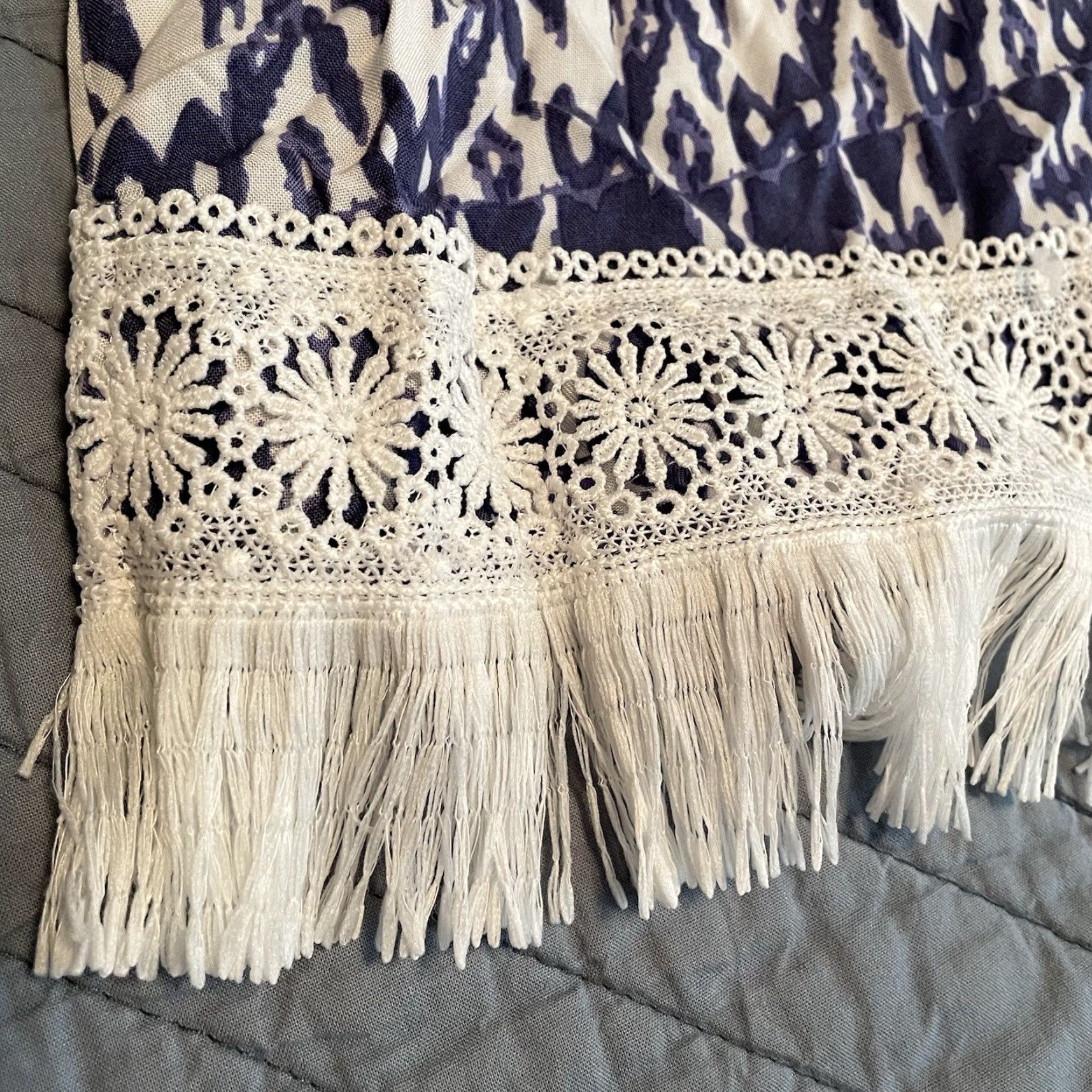 Olive One World Tank Boho Paisley Blue Women’s PM Petite M Fringe Pullover Knit Viscose Cold Shoulder Size M / US 6-8 / IT 42-44 - 5 Thumbnail