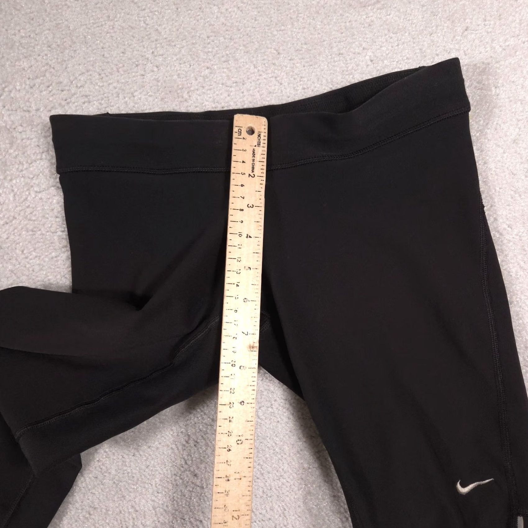 Nike Nike Dri-FIT Pants Womens Small Black Crop Running Leggings Zip Pocket Athletic Size 28" / US 6 / IT 42 - 7 Thumbnail