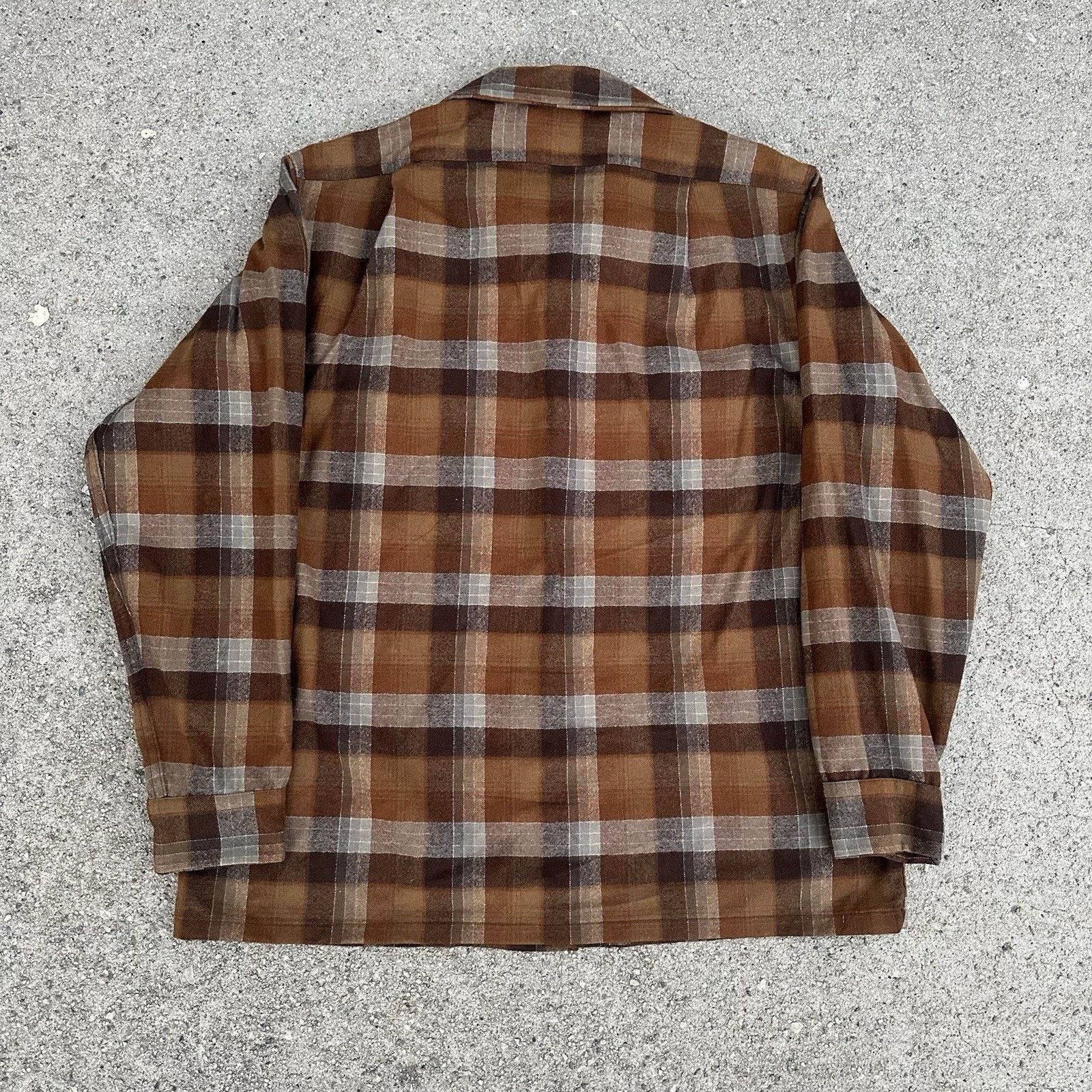 Pendleton × Vintage Vintage 60s Pendleton Plaid Wool Board Shirt Loop Collar Size US L / EU 52-54 / 3 - 3 Thumbnail