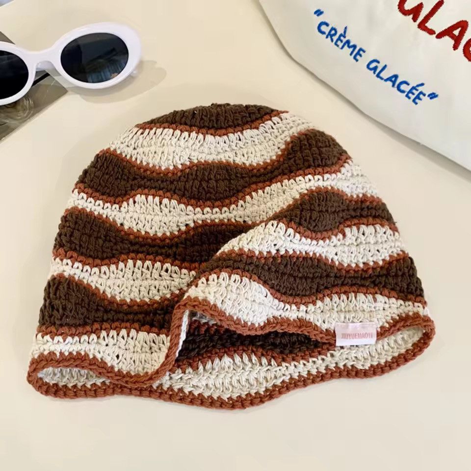 Handmade Colorful Gradient Stripe Woolen Hat Size ONE SIZE - 1 Thumbnail
