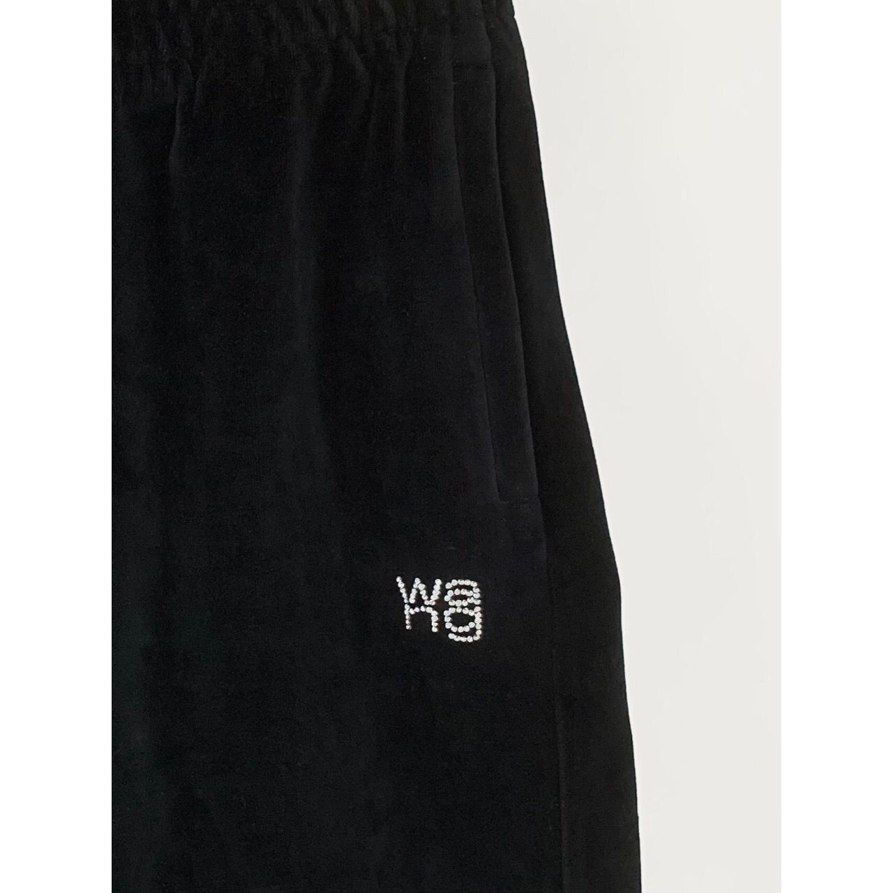 Alexander Wang Alexander Wang Women's 22' Black Cotton Velvet Logo Tapered Size 22" - 5 Thumbnail