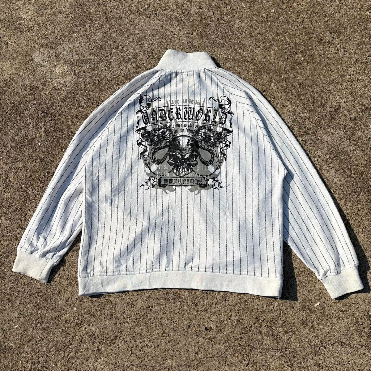 Japanese Brand Fogaty House Skull Pinstripe Track Jacket Size US XL / EU 56 / 4 - 1 Thumbnail