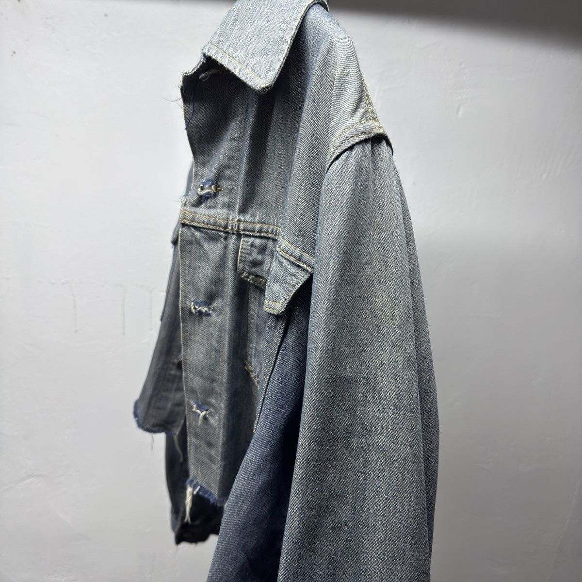 Vintage Thrashed Distressed Selvedge Denim Trucker Jacket ERD Grunge Size US M / EU 48-50 / 2 - 6 Thumbnail