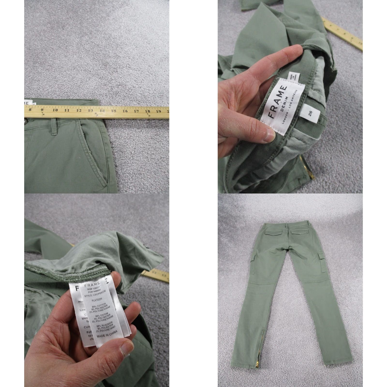 Frame FRAME Pants Women 26 Green Cargo Skinny Twill Cotton Blend Solid Womens Size 26" / US 2 / IT 38 - 8 Thumbnail