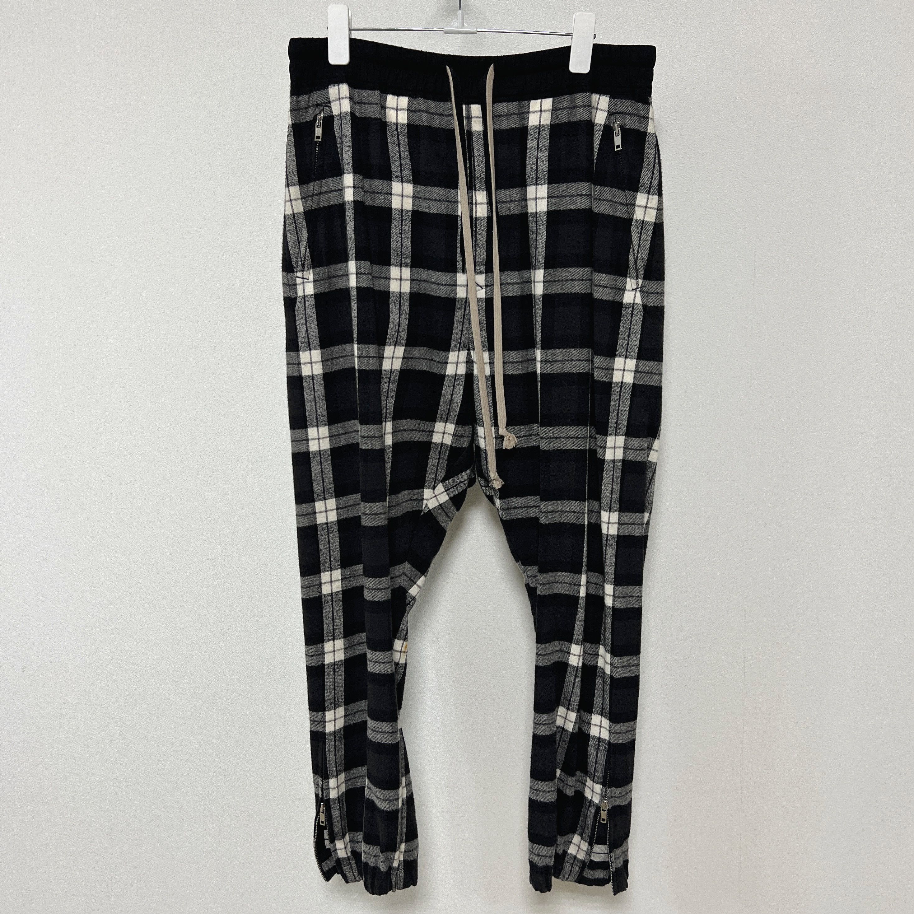 Rick Owens Rick Owens SS19 "BABEL" Drawstring Black Plaid Track Pants Size US 32 / EU 48 - 3 Thumbnail