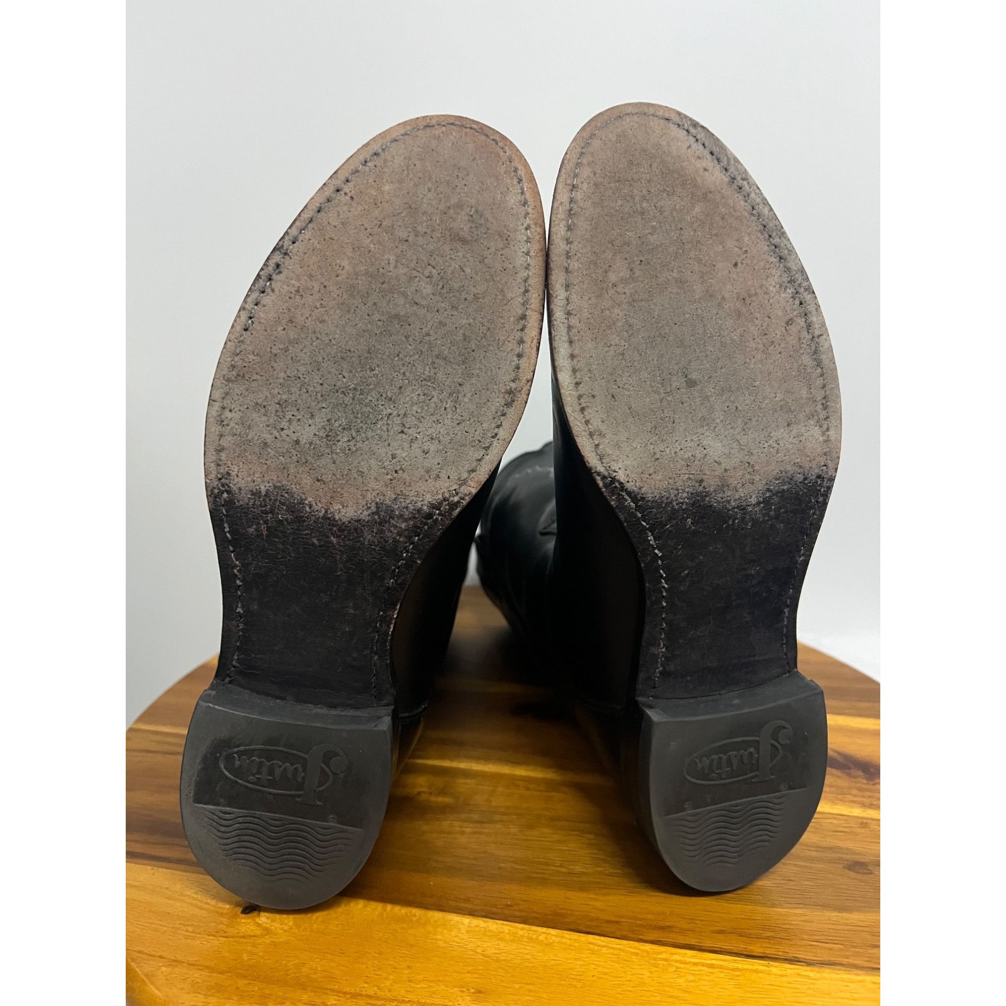 Justin Justin Brock Roper Mens Western Cowboy Boots US 9.5 Black Le Size US 9.5 / EU 42-43 - 12 Thumbnail