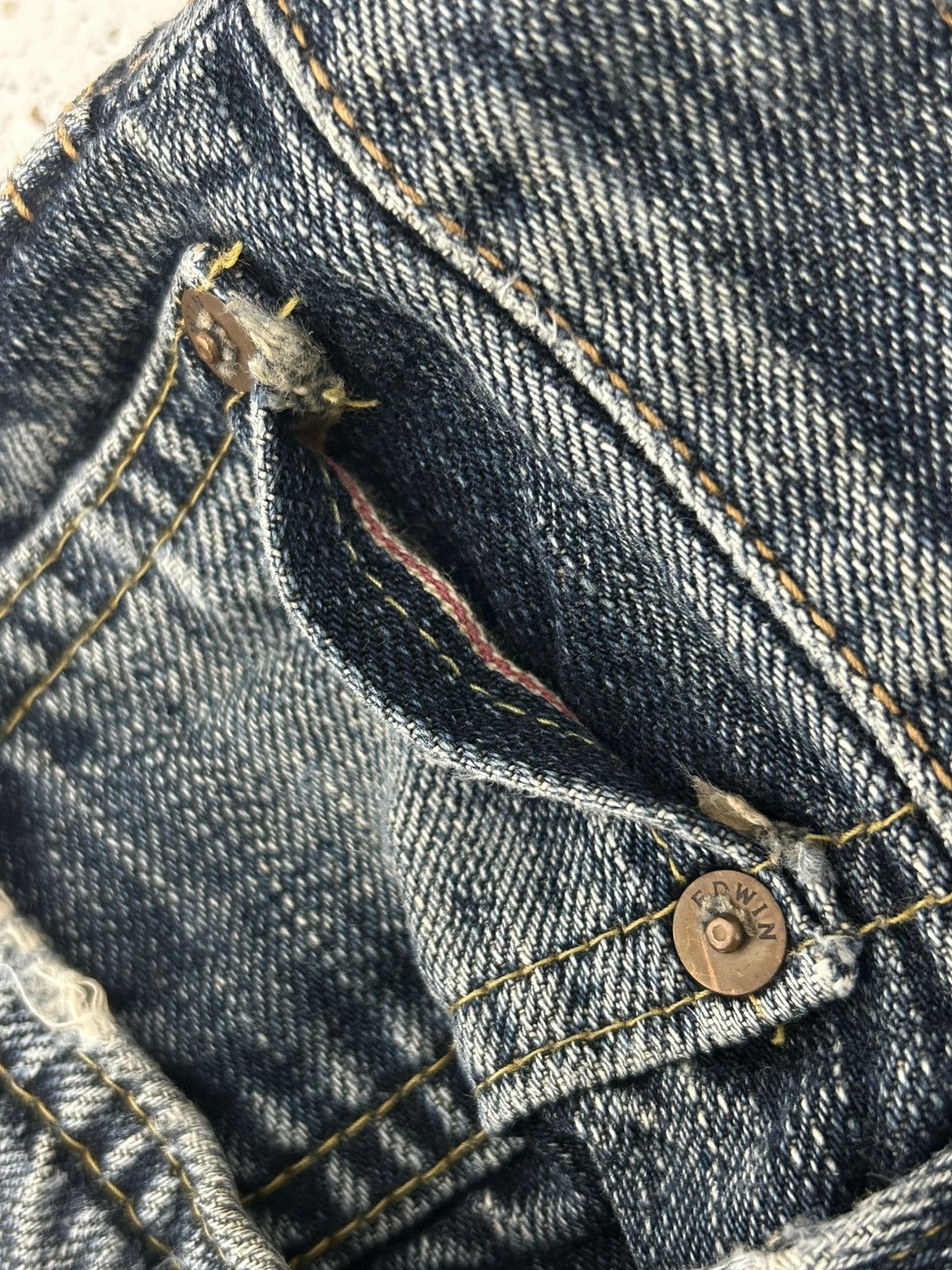 Edwin Vintage Edwin 505z Baggy Mud Washed Orange Tab Size US 29 - 10 Thumbnail