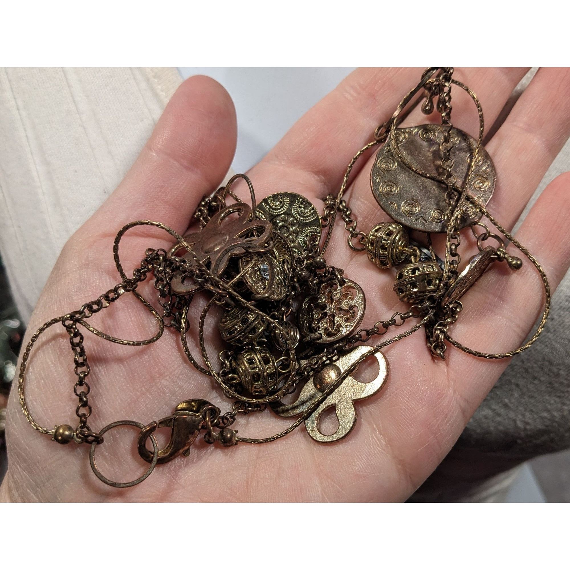 Chicos Chico's Abstract Floral Gold Tone Chain Charm Necklace Size ONE SIZE - 11 Thumbnail