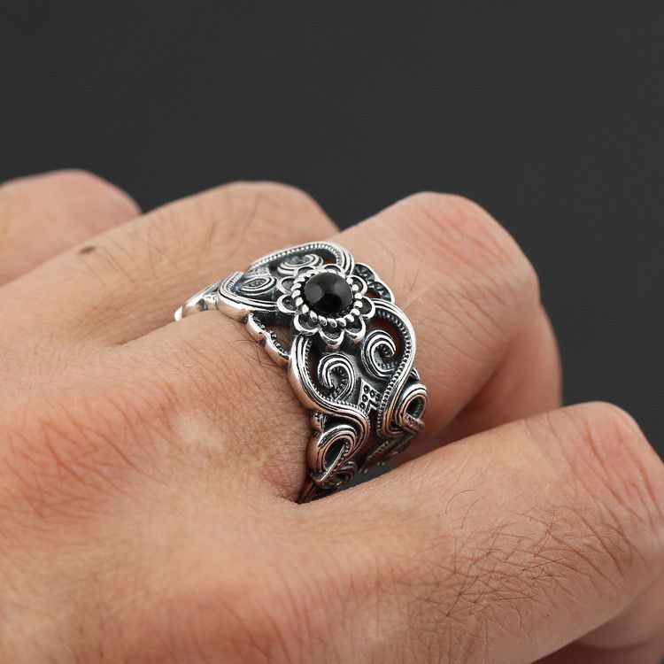 Jewelry Vintage Floral Open Ring for Men Size ONE SIZE - 4 Thumbnail
