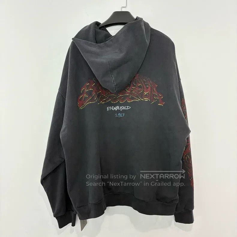 Balenciaga Balenciaga Black Flame Printed Hooded Zip-Up Sweatshirt Size US S / EU 44-46 / 1 - 2 Thumbnail