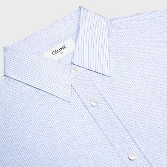 Celine o1w1db10724 Losse Shirt in Cotton Poplin in Light Blue Size US XXS / EU 40 - 3 Thumbnail