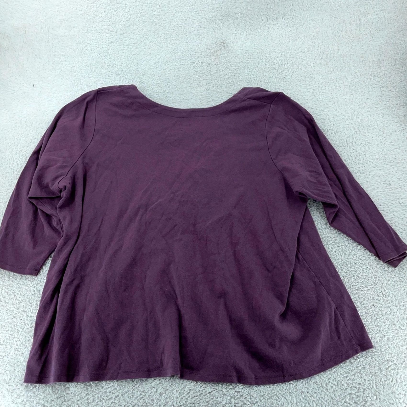 Vintage Roaman's Shirt Womens 4X Purple Pleated 3/4 Sleeve Pockets Tunic A-Line Size XXL / US 16-18 / IT 52-54 - 3 Thumbnail