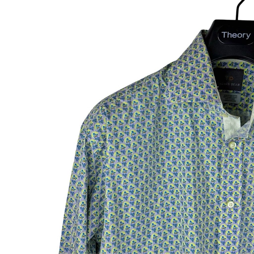 Thomas Dean THOMAS DEAN Men's Blue/Green Pattern Casual Button Down L Size US L / EU 52-54 / 3 - 1 Thumbnail
