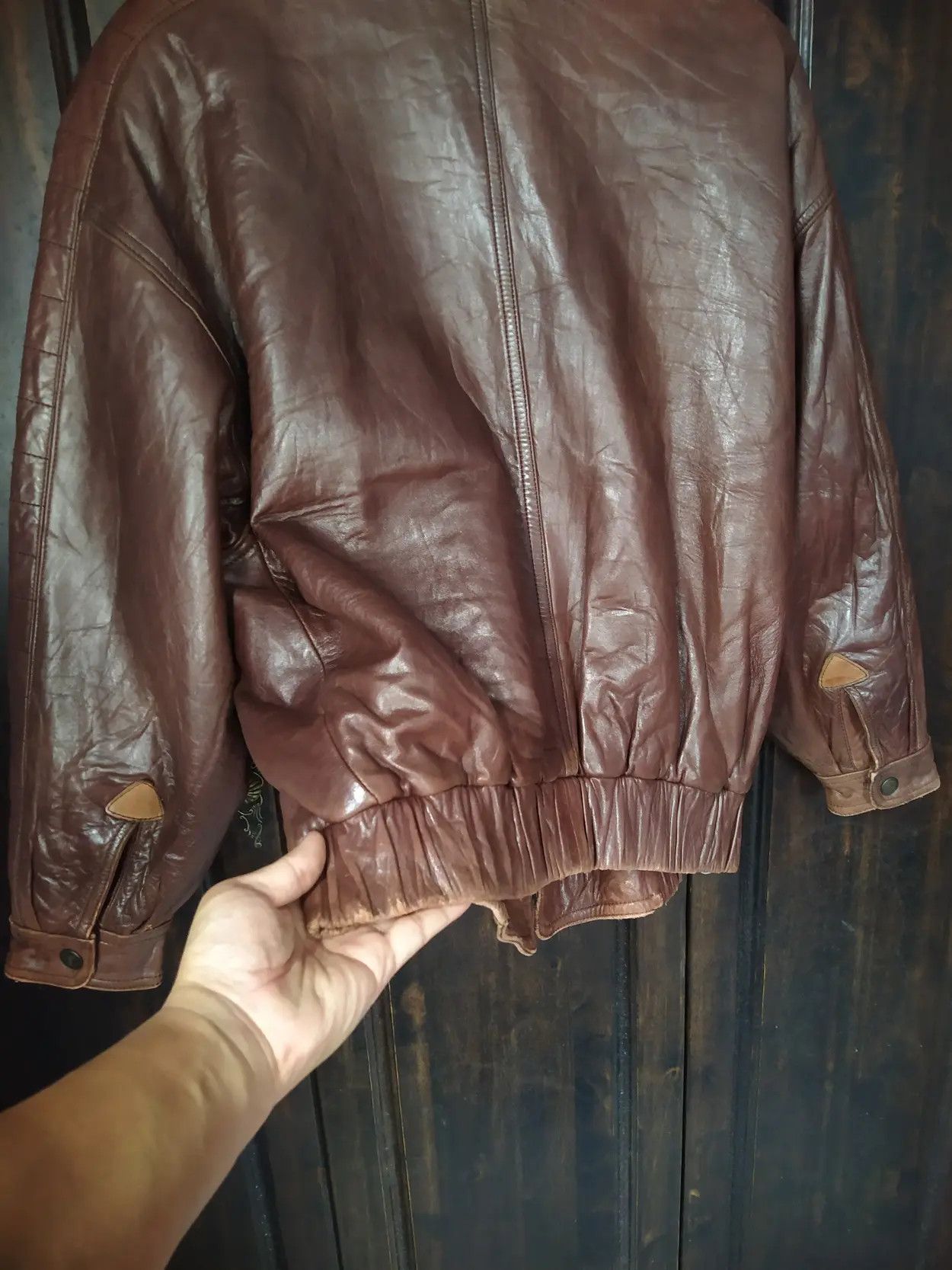 Vintage Vintage Munper Spain Shearling Collar Leather Bomber Jacket Size US XL / EU 56 / 4 - 10 Thumbnail