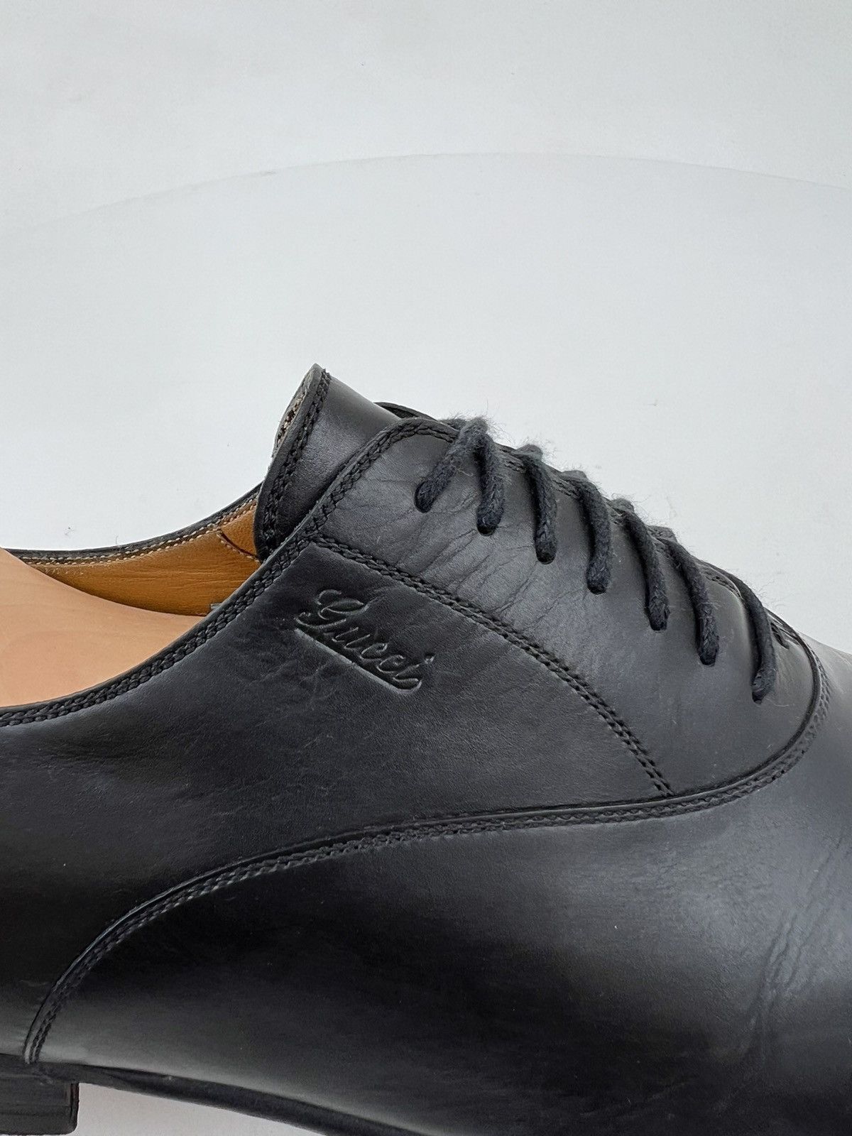Gucci GUCCI Logo Lace Up Oxfords Leather Shoes Size US 11 / EU 44 - 8 Thumbnail