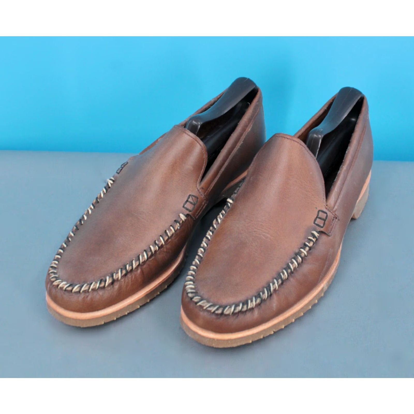 Hush Puppies VINTAGE Men's Hush Puppies Leather Loafers 70s Brown Size 7.5 M Mens 70s Loafers Leather Brown Hush Puppies 1970s Shoe Size ONE SIZE - 2 Thumbnail