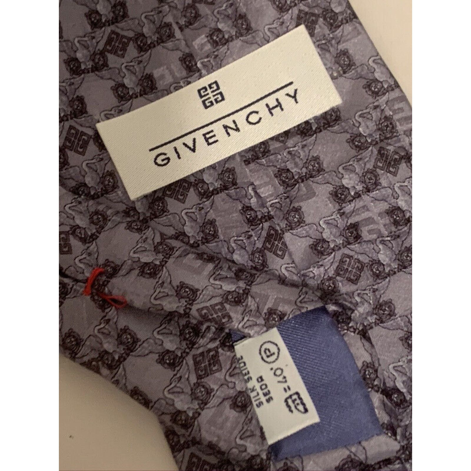 Givenchy Givenchy 100% Silk tie Blue/Gray and black Pattern Swan Size ONE SIZE - 4 Thumbnail