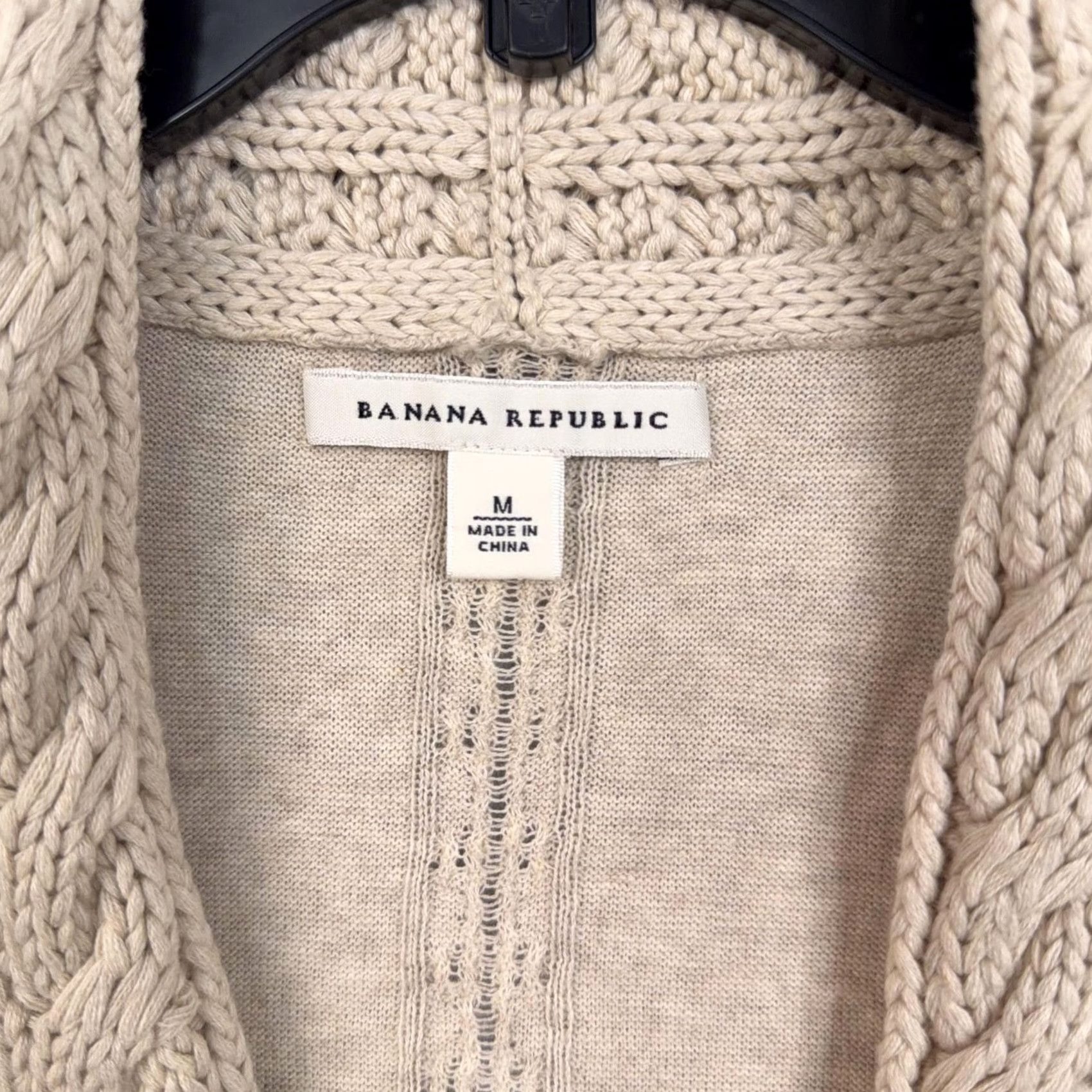 Banana Republic Banana Republic Sweater Vest Womens Medium Beige Collared Cable Knit Open Front Vest Size M / US 6-8 / IT 42-44 - 4 Thumbnail