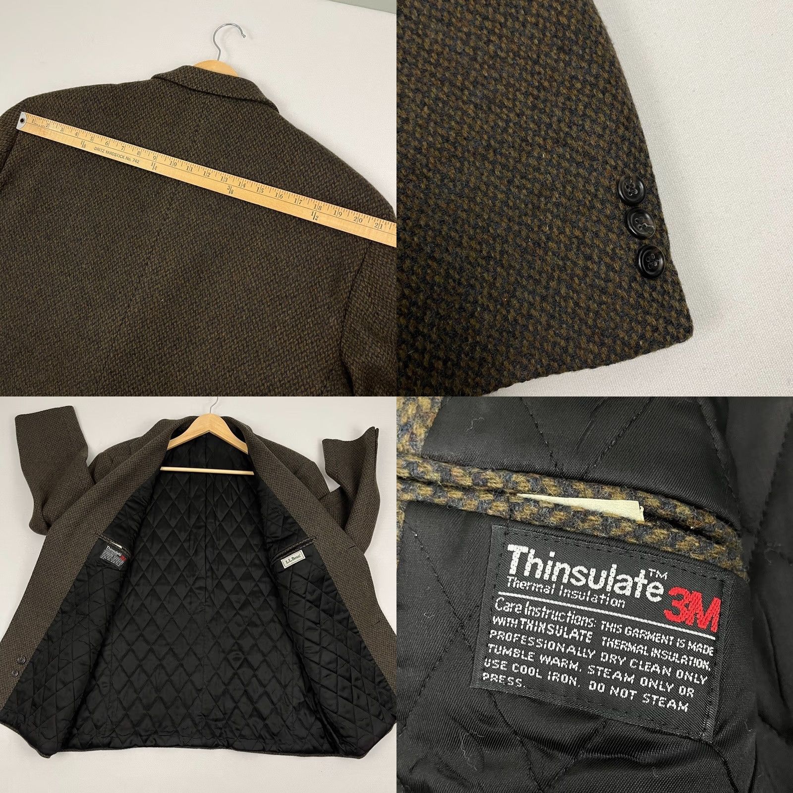 Vintage VINTAGE LL Bean Blazer Mens Large Reg Brown Twill Wool Thinsulate 3M Quilted USA Blazer Shirt Jacket Mens Size 42R - 8 Thumbnail
