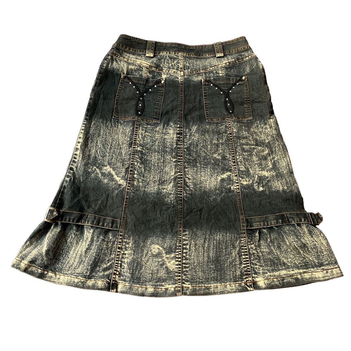 Hysteric Glamour Vintage Y2K Kufng Bondage Flared Mud Wash Denim Skirt Size 30" / US 8 / IT 44 - 5 Thumbnail