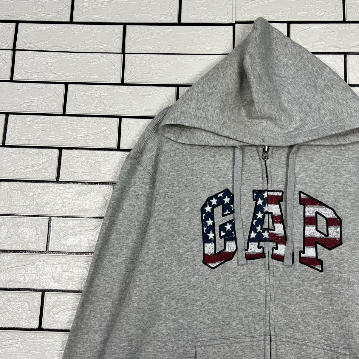 Gap GAP American Flag Big Logo Hoodie Sweatshirt #4309-C195 Size US XL / EU 56 / 4 - 3 Thumbnail