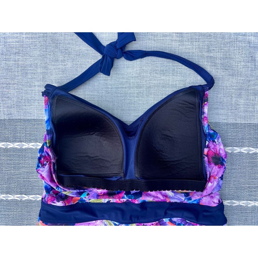 Lands' End Lands' End One Pc Swimsuit Size Sz 12 Tie Top Molded Cup Bra Size ONE SIZE - 5 Thumbnail