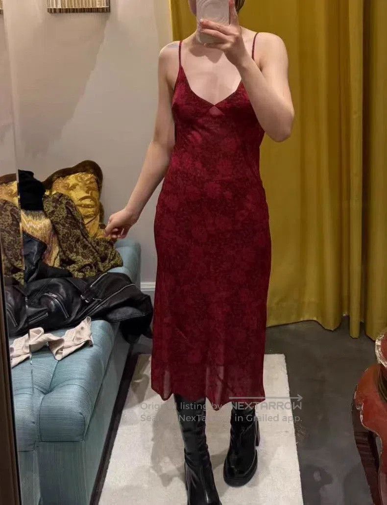 Dries Van Noten Dries Van Noten Red Lace Camisole Dress Size S / US 4 / IT 40 - 8 Thumbnail