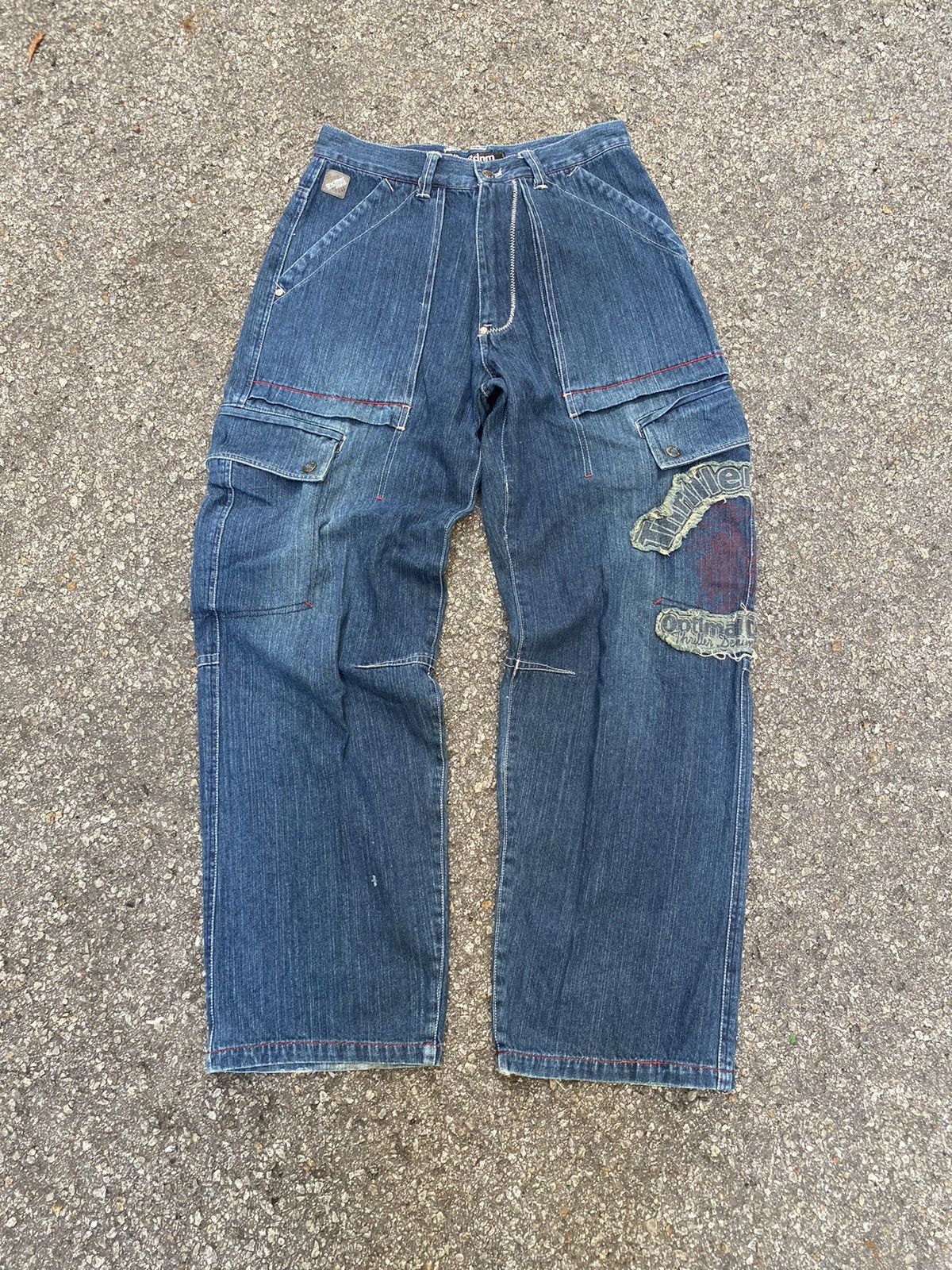 Image of Distressed Denim x Jnco Baggy Jeans Cargo Thiller Denim, Men's (Size 30)