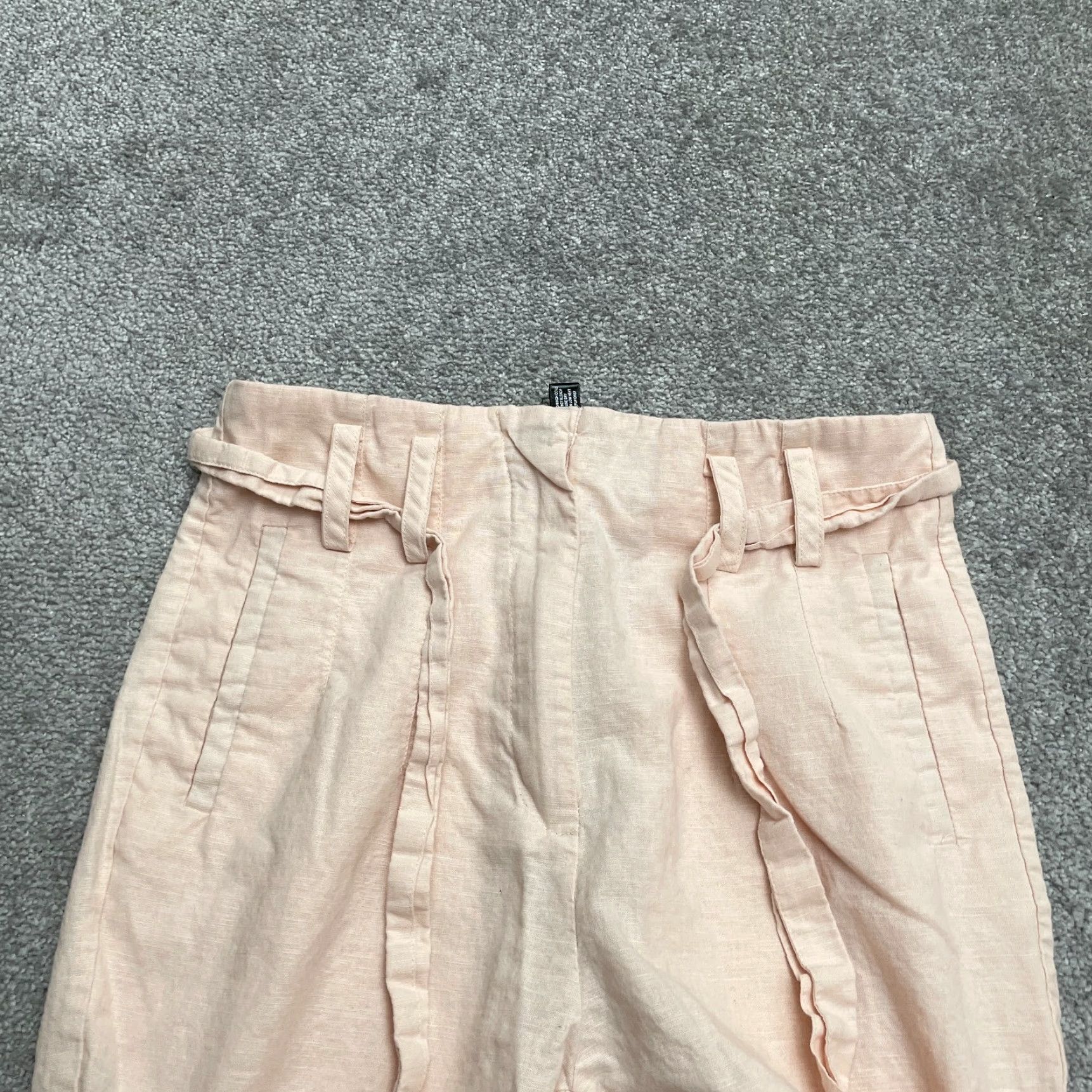 AQUA Aqua By Bloomingdale's Linen Paperbag Ankle Pants Women M Pink Belt 28x25.5 Size 32" / US 10 / IT 46 - 2 Thumbnail