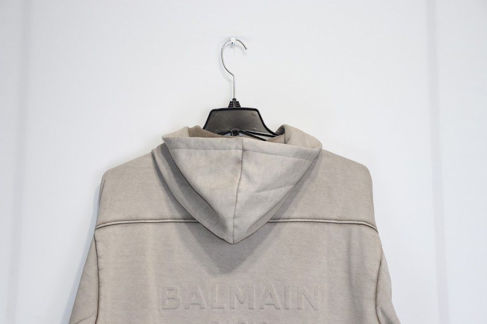 Balmain o1rshd1 Classic Zip Up Hoodie in Beige Size US M / EU 48-50 / 2 - 6 Thumbnail