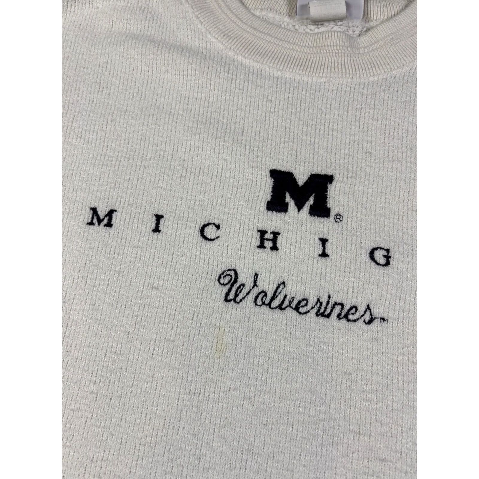 Vintage VINTAGE Michigan Wolverines FLEECE Sweatshirt White 2XL Embroidered Graphic Print Pullover Sweatshirt Men Size US XXL / EU 58 / 5 - 7 Thumbnail