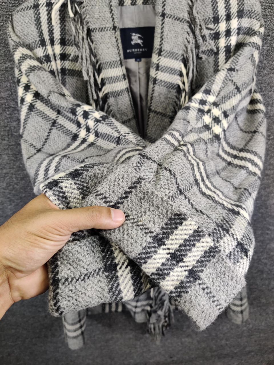 Burberry Burberry London Nova Check Fringe Cape Cardigan Jacket Size US XL / EU 56 / 4 - 15 Thumbnail