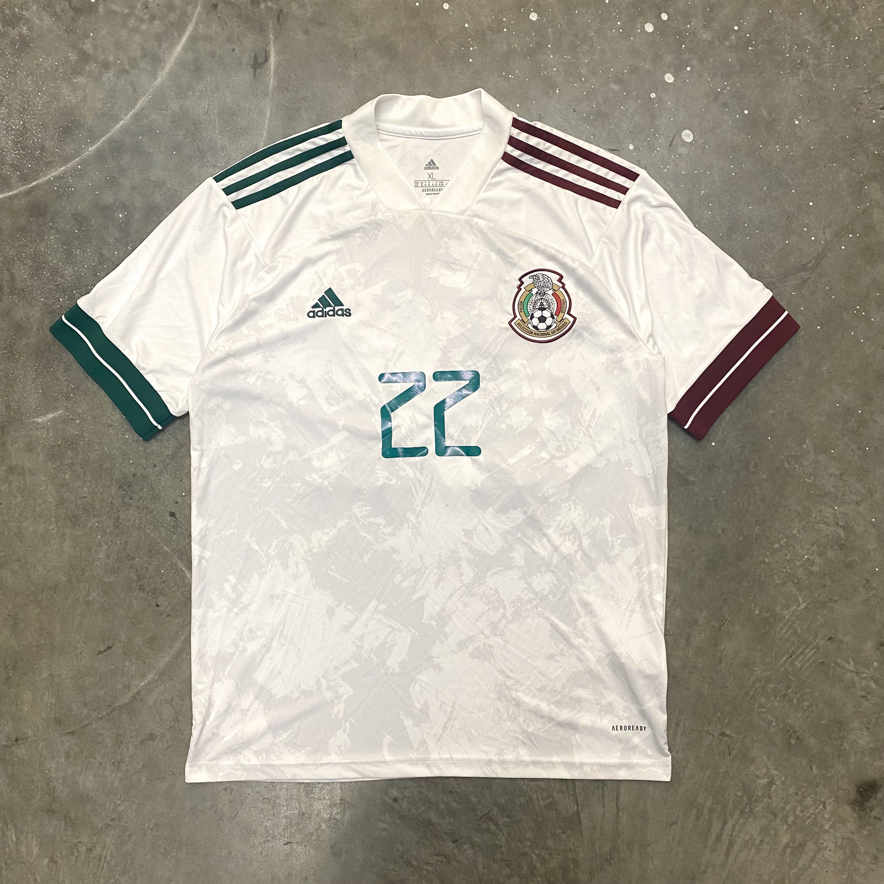 image of Mexico Adidas Hirving Lozan 22 Away Socer Jersey in White, Men's (Size XL)