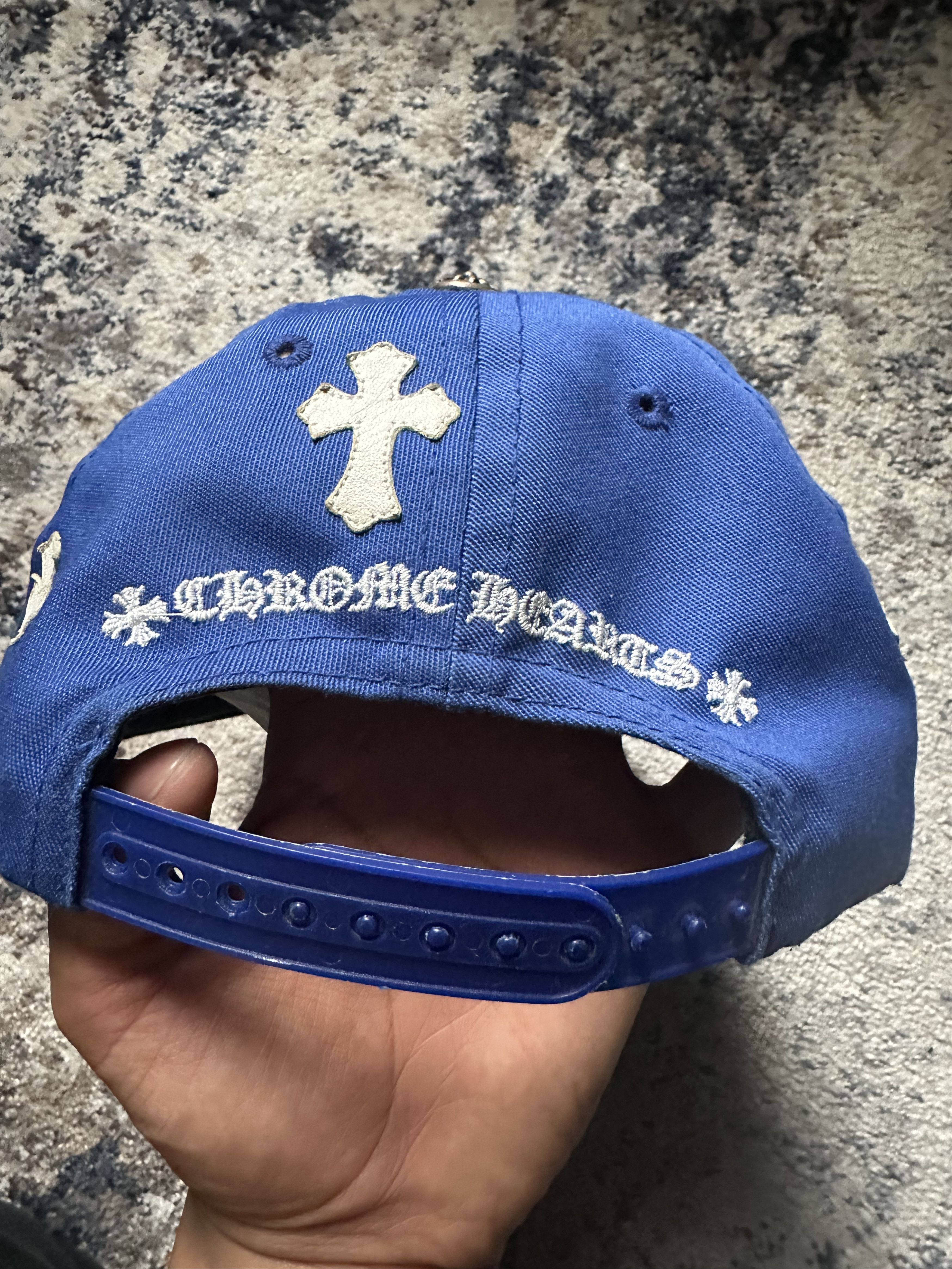 Chrome Hearts Chrome Hearts - Leather Cross Patch - Blue Baseball Hat Size ONE SIZE - 7 Thumbnail