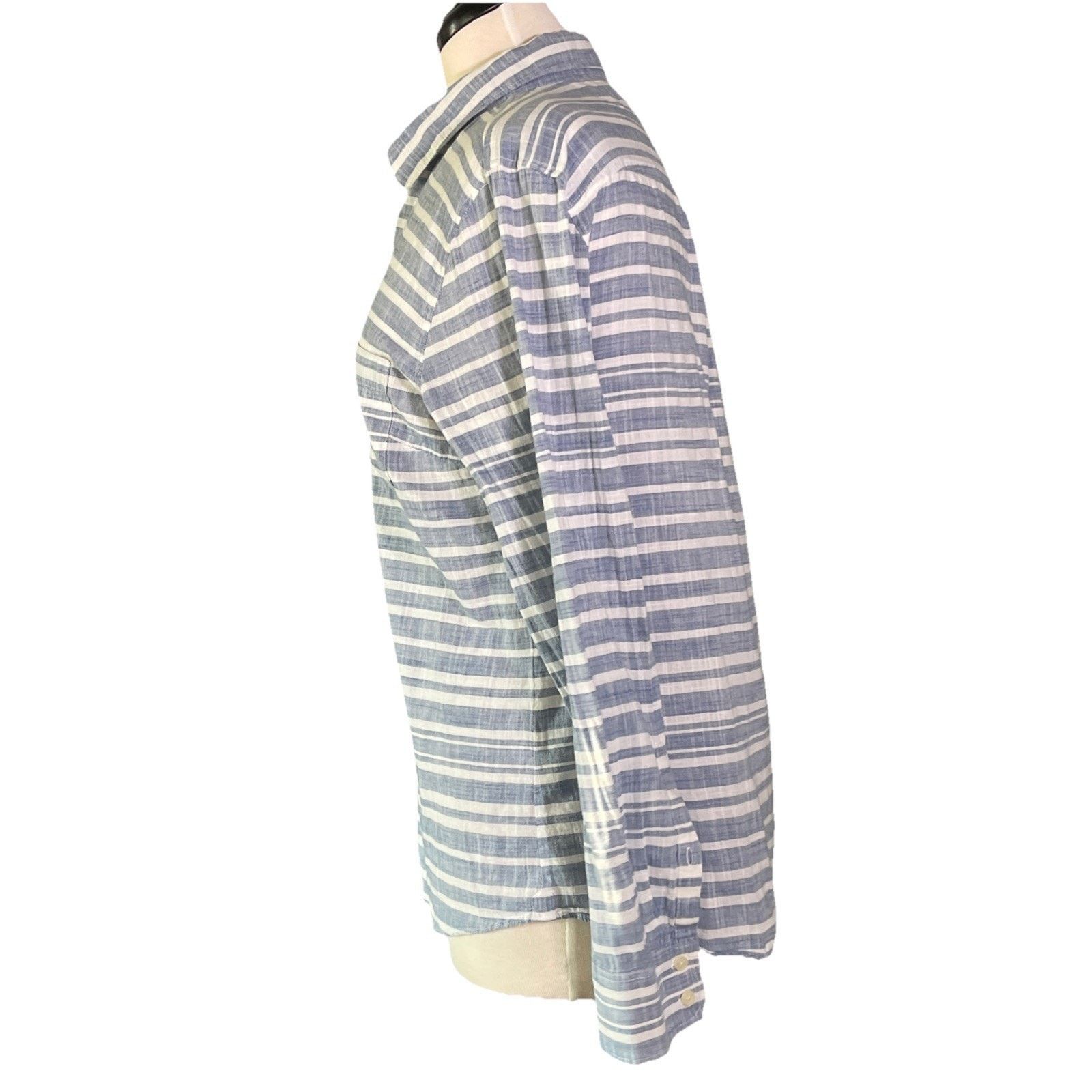 J.Crew J. Crew Blue & White Stripe L/S Button Down Shirt Size M Size M / US 6-8 / IT 42-44 - 3 Thumbnail