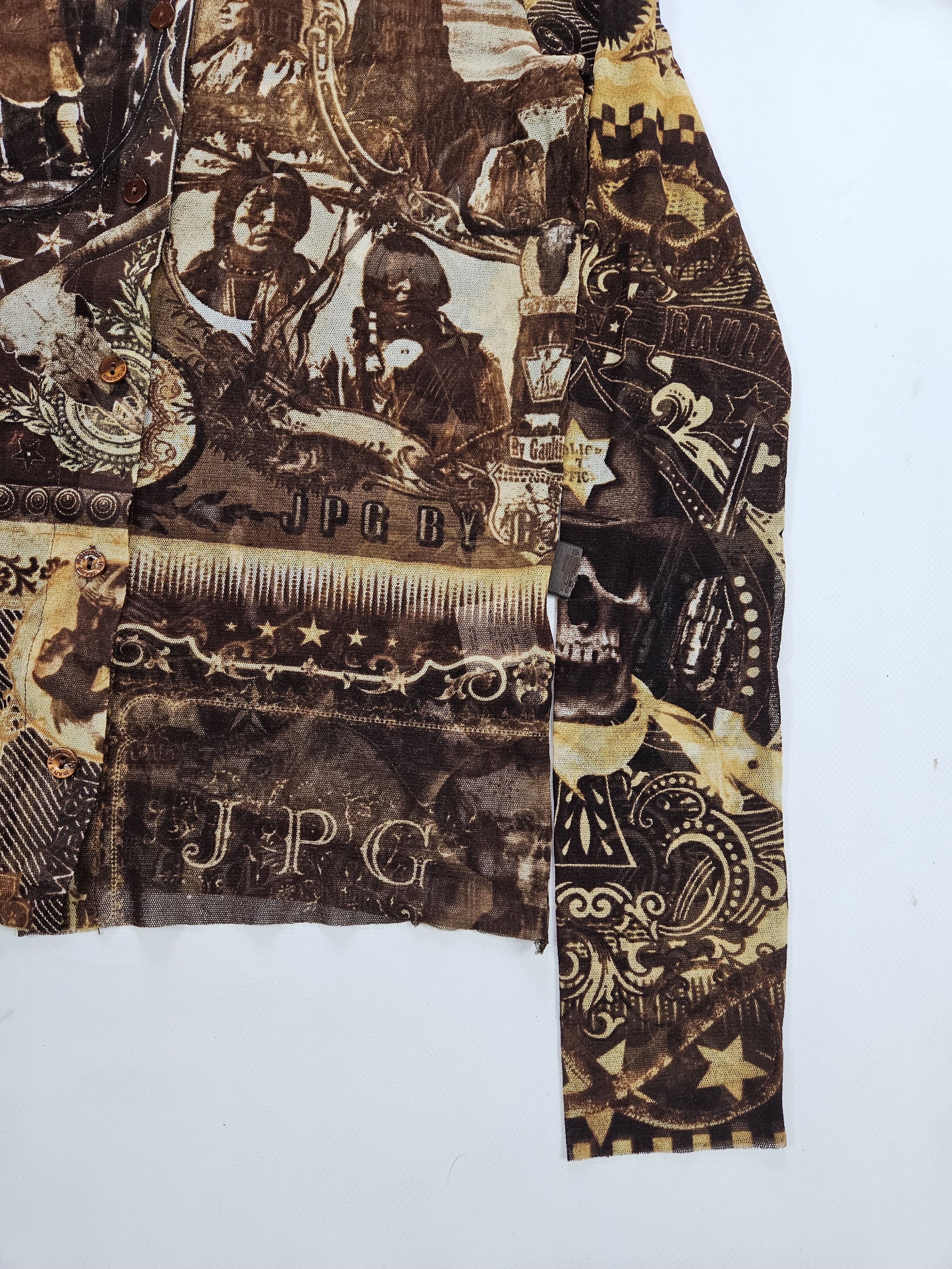 Jean Paul Gaultier jpg jeans native american all over print button up mesh top Size M / US 6-8 / IT 42-44 - 5 Thumbnail