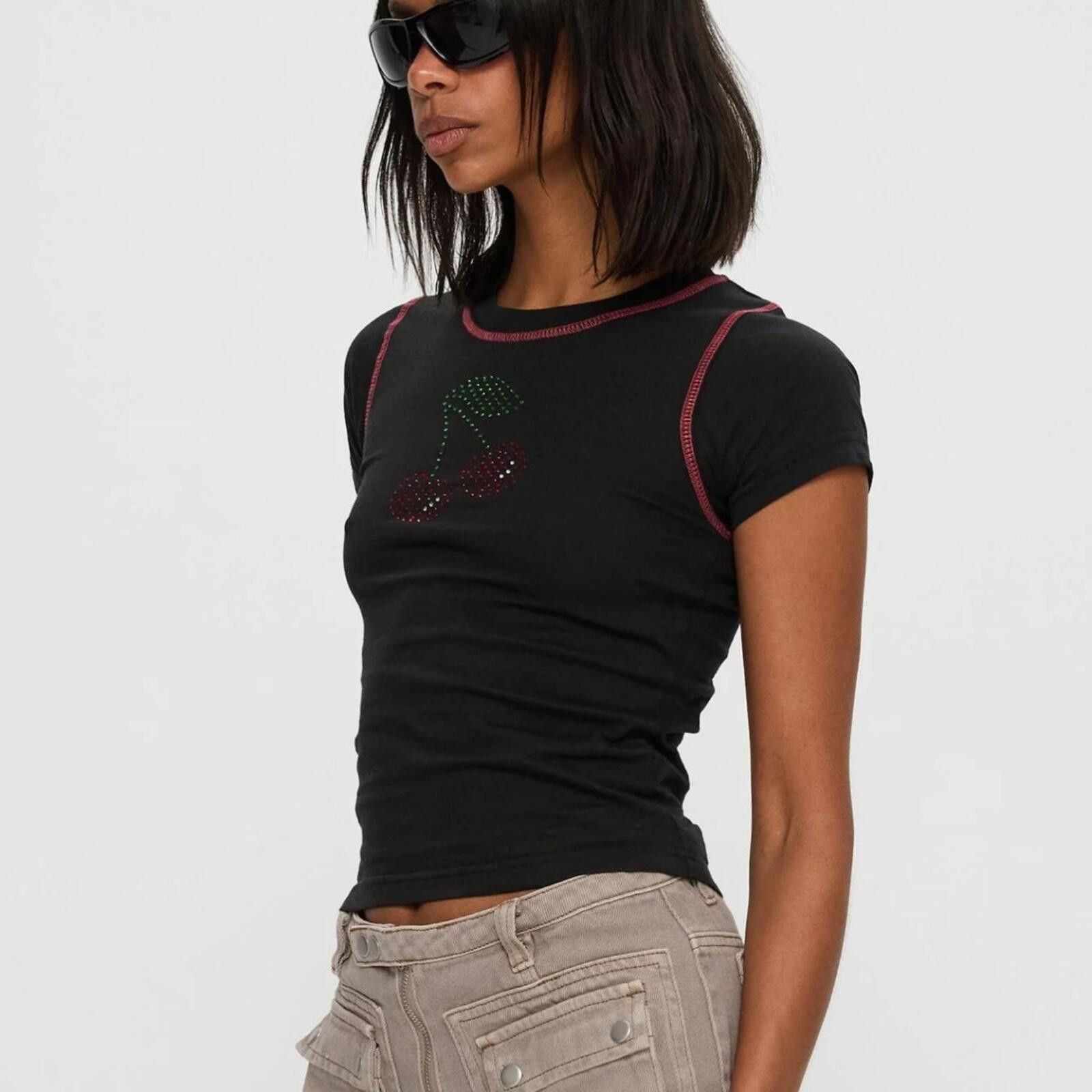 Other Princess Polly Cherrie Kisses Top Black Size XS / US 0-2 / IT 36-38 - 5 Thumbnail