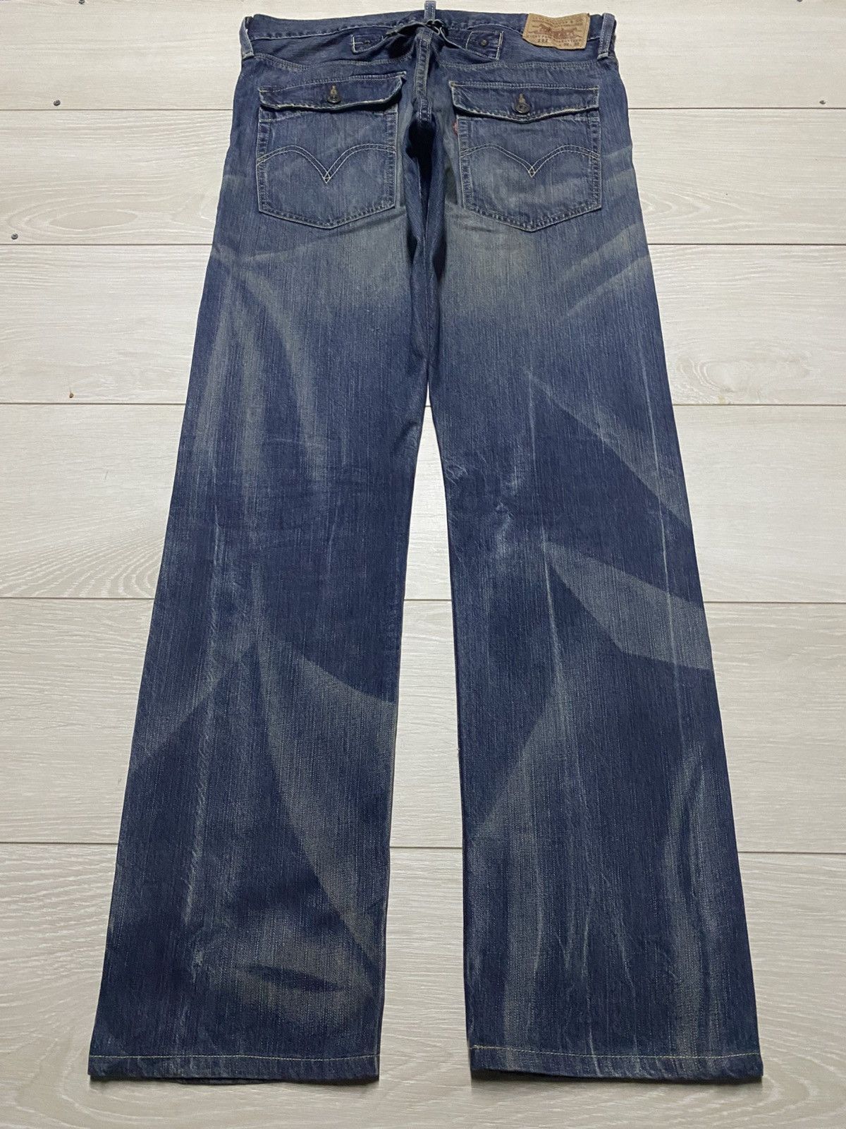 Levi's Levis 202 Vietnam Crazy Wash Distressed Buckle Back Jeans Size US 33 - 2 Thumbnail