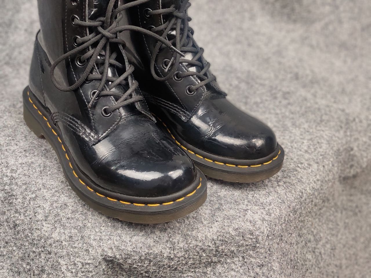Dr. Martens Dr. Martens 11821 Patent Black Leather Combat lace up Boots Size US 6 / IT 36 - 12 Thumbnail