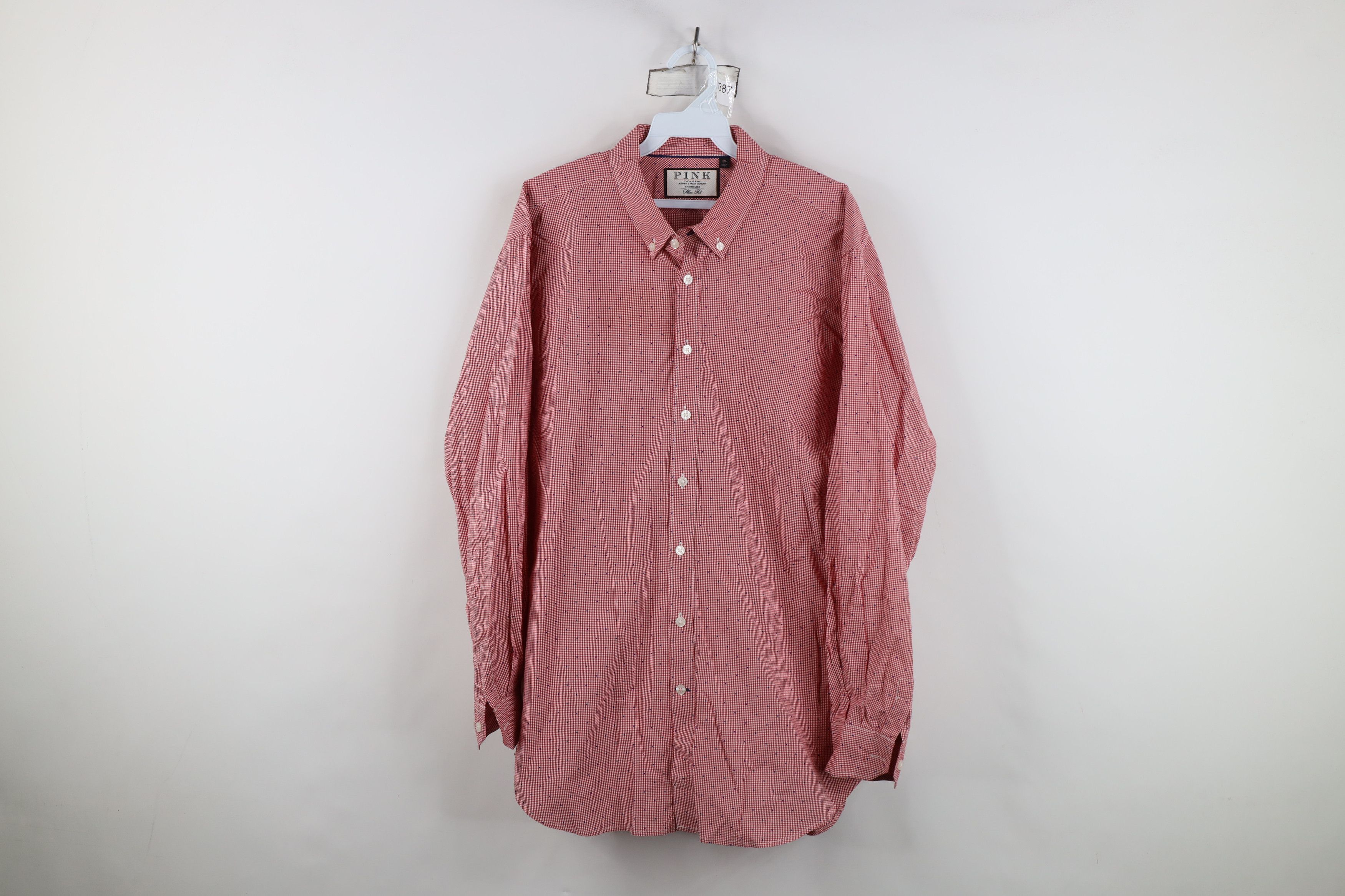 Vintage Thomas Pink Polka Dot Plaid Collared Button Down Shirt Red Size US XXL / EU 58 / 5 - 1 Thumbnail