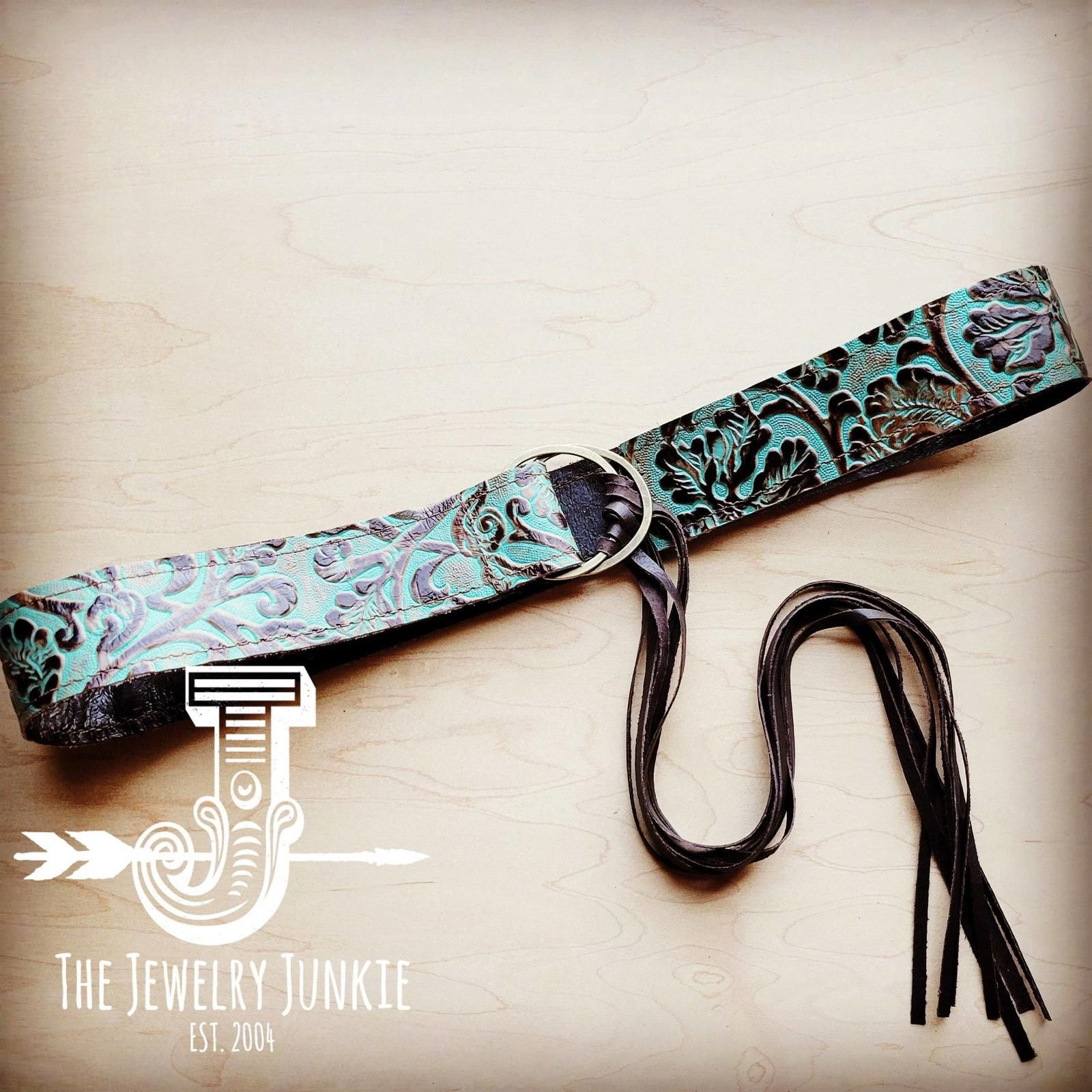 Other Turquoise Cowboy Leather Belt with Leather Fringe Size ONE SIZE - 2 Thumbnail