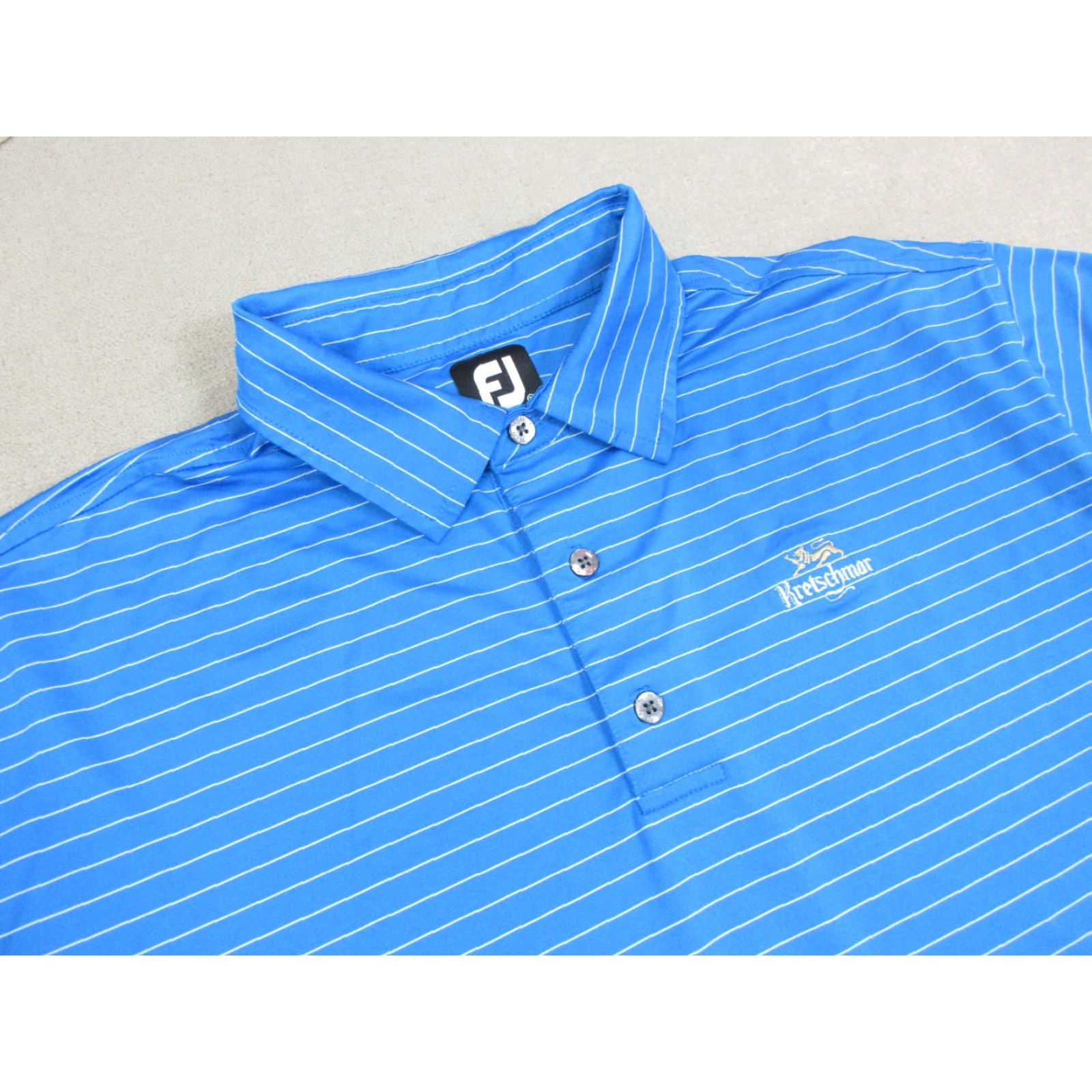 Footjoy FootJoy Polo Shirt Mens XL Blue White Striped Short Sleeve Logo Collared Pullover Regular Fit Golf Performance Size US XL / EU 56 / 4 - 2 Thumbnail