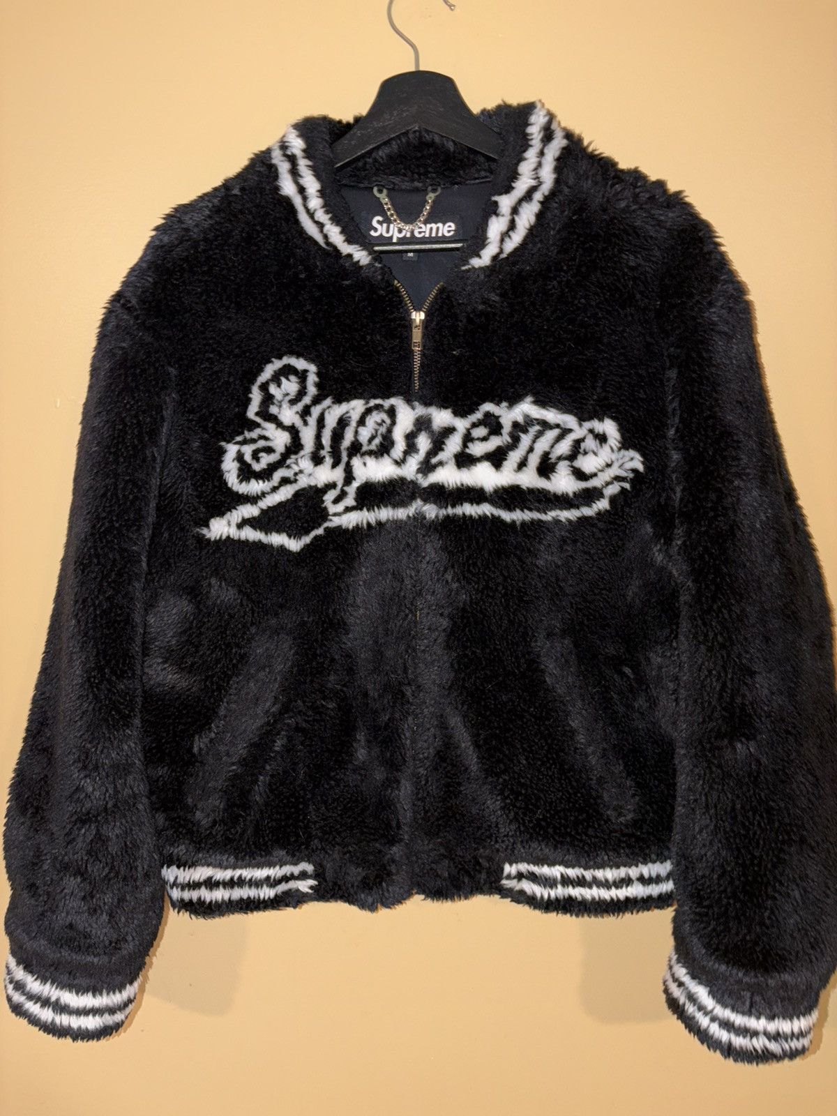 Supreme Supreme SS20 Faux Fur Varsity Jacket Yellow | Grailed