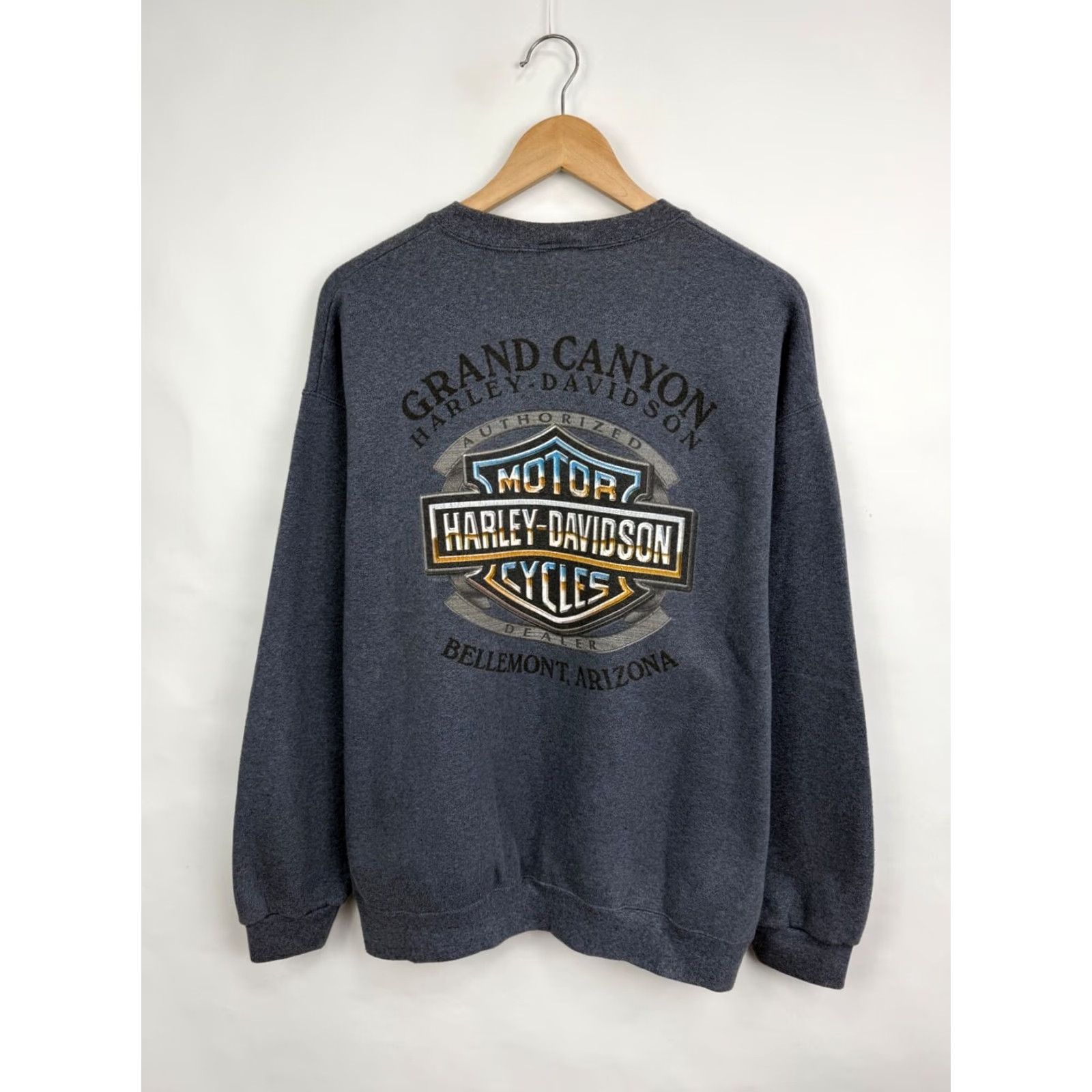 Harley Davidson VINTAGE Harley-Davidson Sweatshirt Shirt Mens L Blue Grand Canyon Arizona Y2K" Size US L / EU 52-54 / 3 - 3 Thumbnail