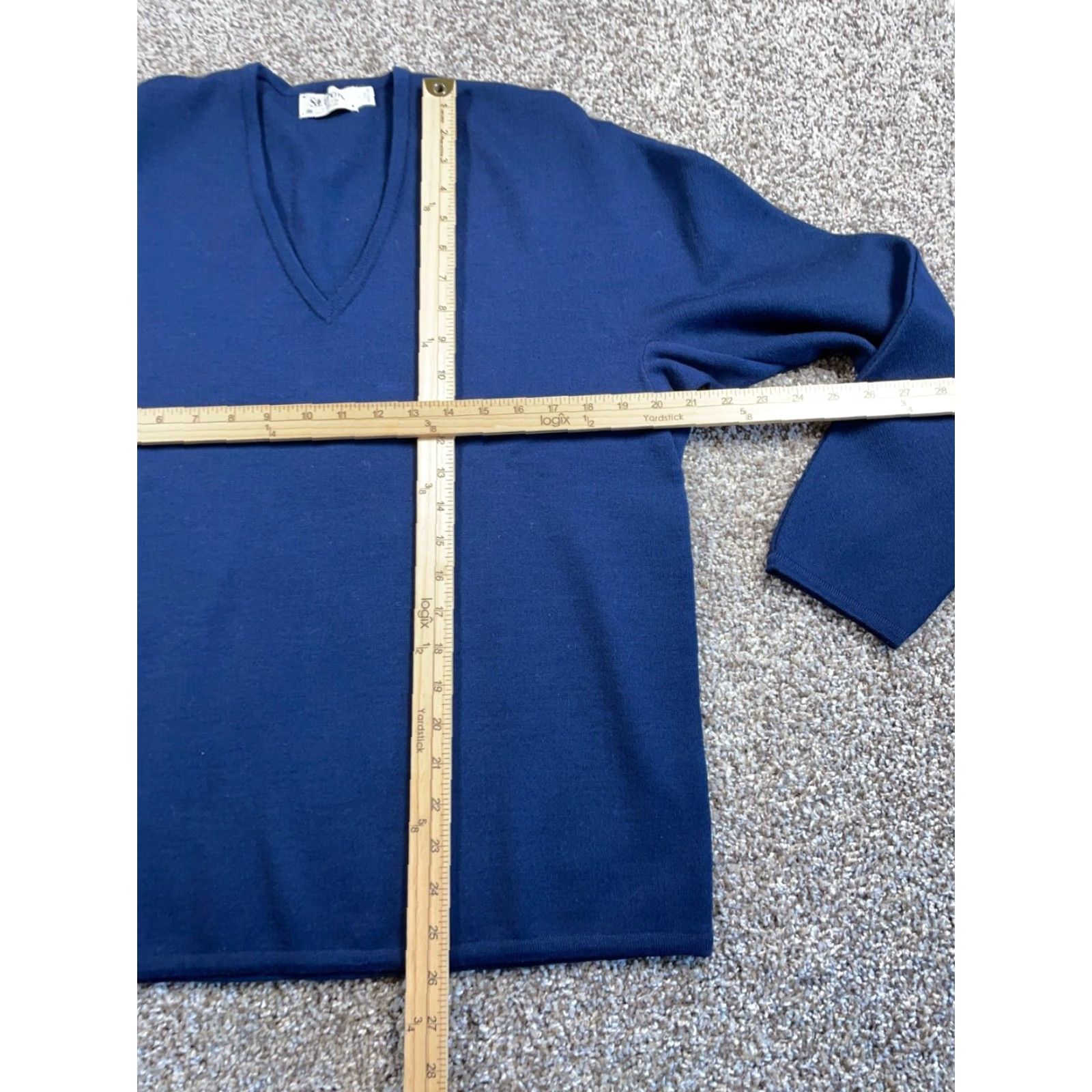 Zephyr VINTAGE St. Croix Sweater Mens Large Dark Blue Wool Zephyr V-Neck 90s Preppy Pullover Size US L / EU 52-54 / 3 - 5 Thumbnail