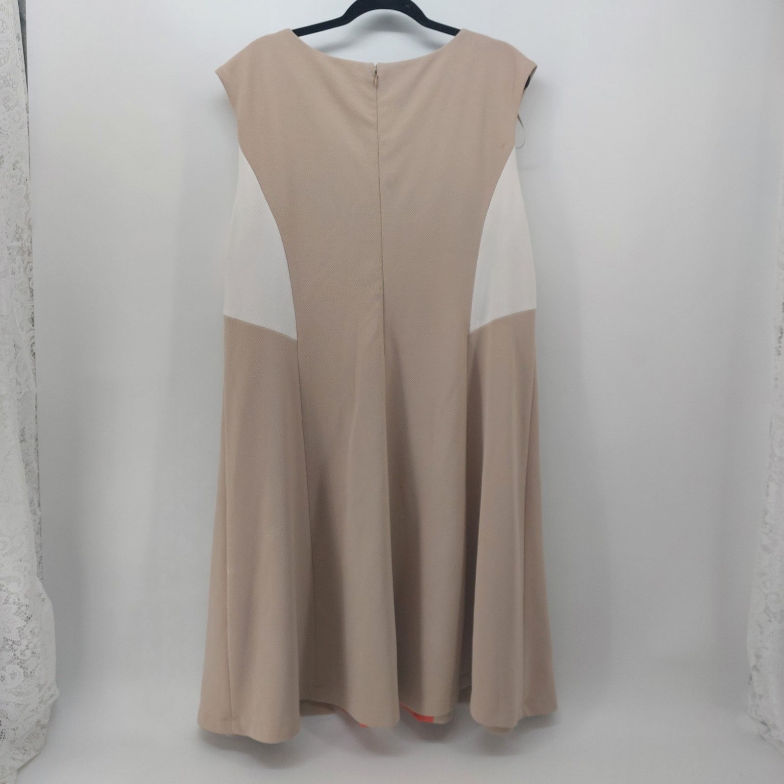 Other Sandra Darren 22W Plus Size Career Dress Beige Coral White Size 3XL / US 20-22 - 2 Thumbnail